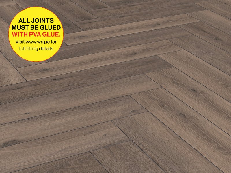 8mm Herringbone AC4 Ferrara Oak ER 1.238 SQM Pk (L & R) - Price Per Sq. Yard.