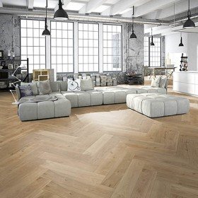 Teka Venice - Herringbone European Oak 110mm - 15/3mm - 550mm - Price Per Sq. Yard.