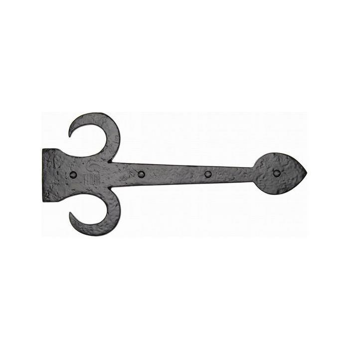 TC412 305 - The Tudor Dummy Strap Hinge Fleur De Lys Design 12 Black Iron