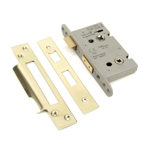 91835 - PVD 2 1/2 Inch Heavy Duty Bathroom Mortice Lock